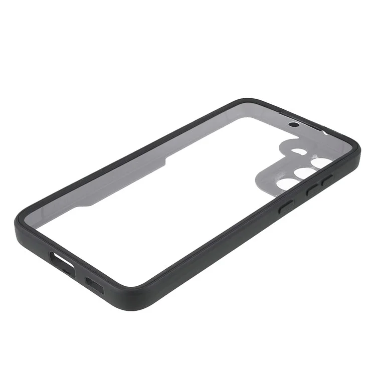 PET Screen Protector + Acrylic Back Panel + TPU Frame Phone Cover for Samsung Galaxy S21 FE - Black