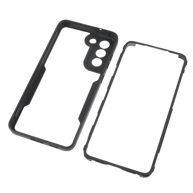 PET Screen Protector + Acrylic Back Panel + TPU Frame Phone Cover for Samsung Galaxy S21 FE - Black