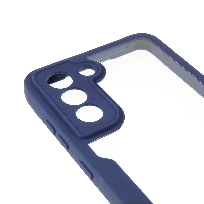 Protecteur d'écran PET + Panneau arrière acrylique + Cadre TPU Housse de téléphone pour Samsung Galaxy S21 FE - Bleu