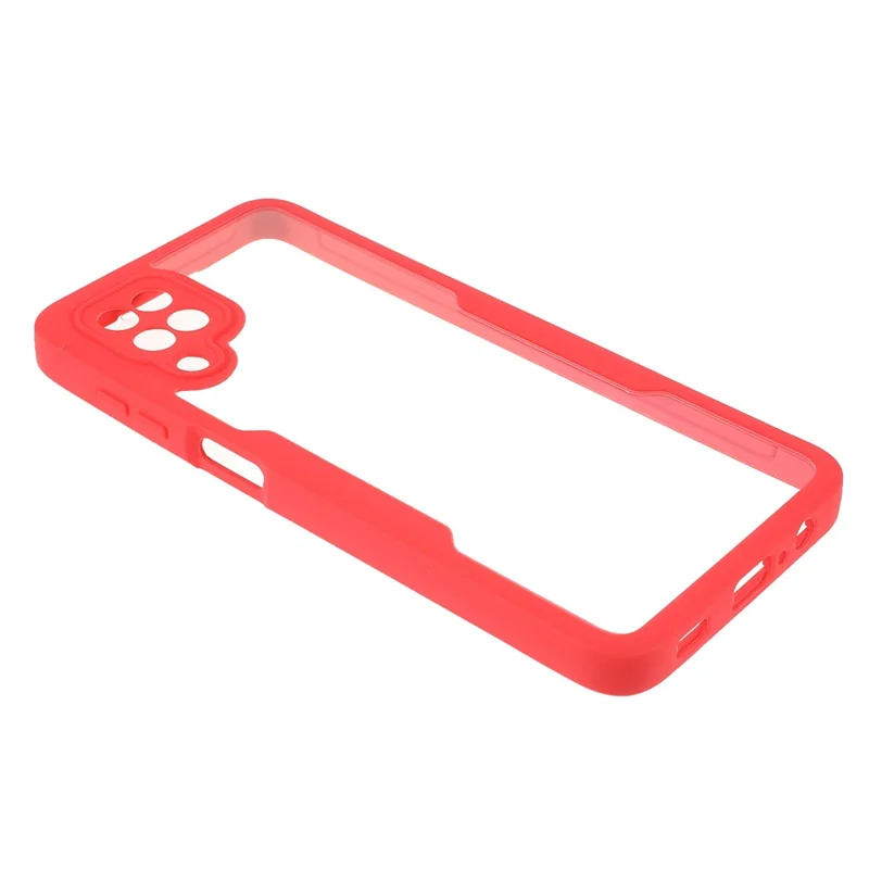 Anti-Drop PET Screen Protector + Acrylic Back Panel + TPU Frame Protective Case for Samsung Galaxy A22 4G (EU Version) - Red