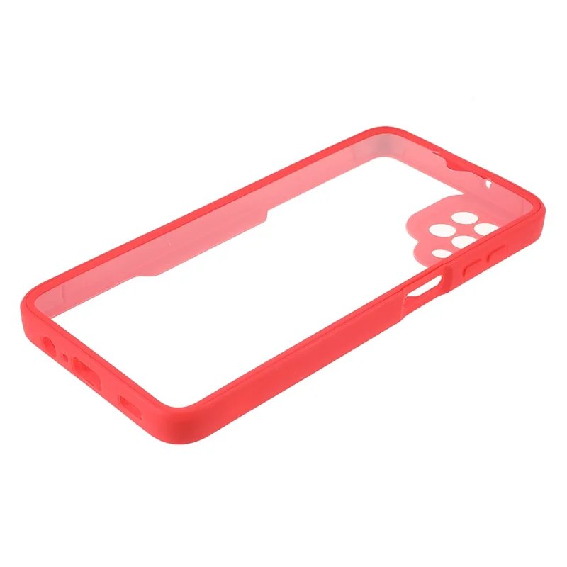 Anti-Drop PET Screen Protector + Acrylic Back Panel + TPU Frame Protective Case for Samsung Galaxy A22 4G (EU Version) - Red