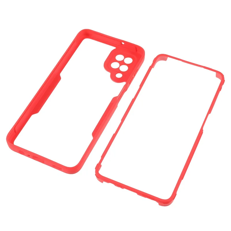 Anti-Drop PET Screen Protector + Acrylic Back Panel + TPU Frame Protective Case for Samsung Galaxy A22 4G (EU Version) - Red