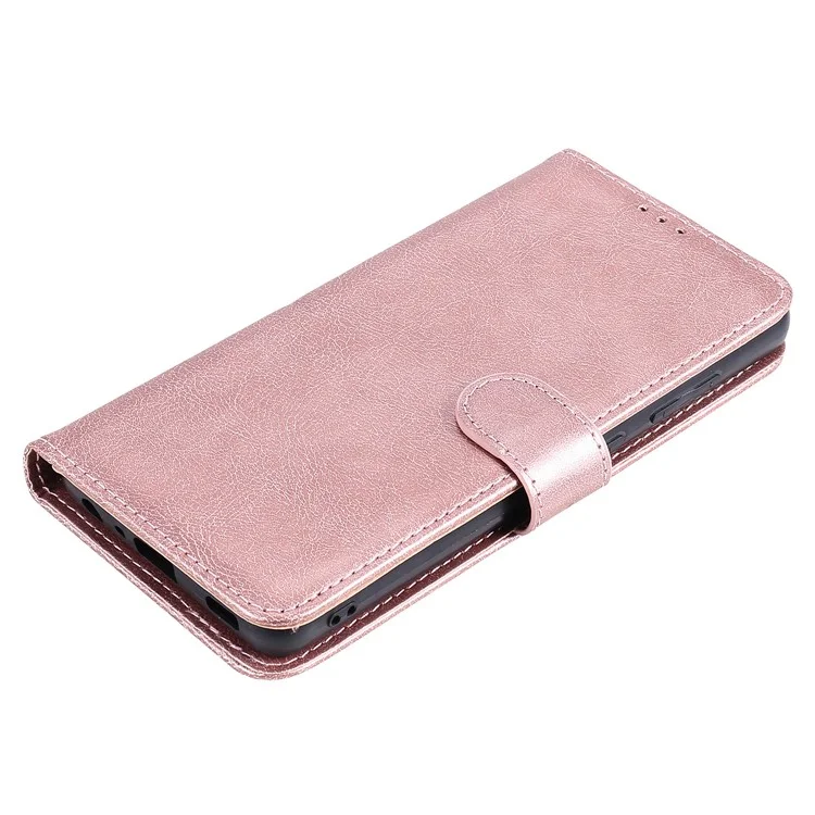 For Samsung Galaxy A52 4G / 5G / A52s 5G Case 2 in 1 Detachable Magnetic Leather Wallet Mobile Cover with Strap - Rose Gold