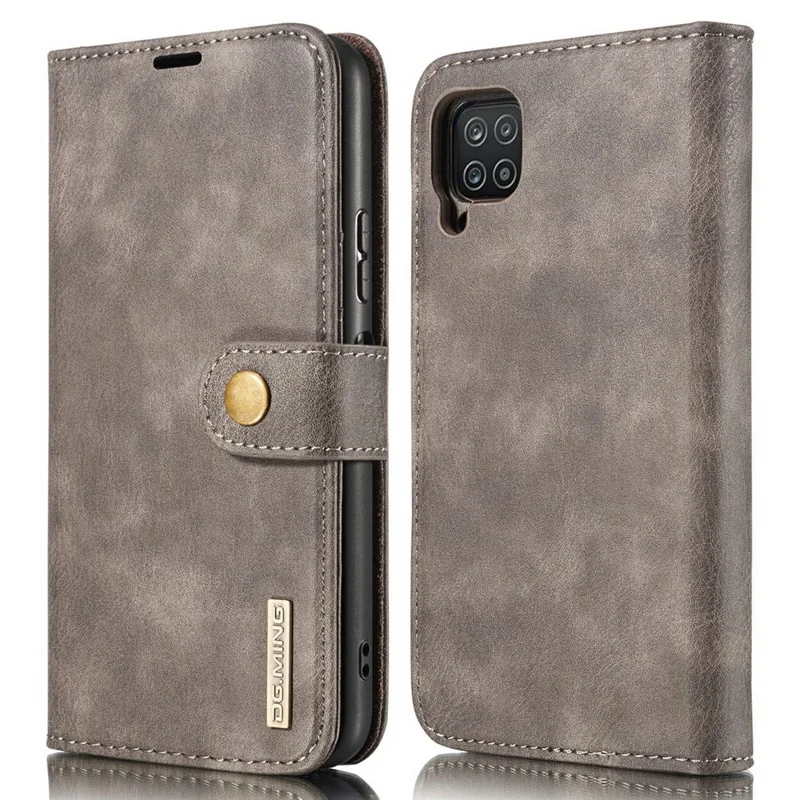 DG.MING Detachable 2-in-1 Split Leather Wallet Cover TPU Phone Case for Samsung Galaxy A22 4G (EU Version) - Grey
