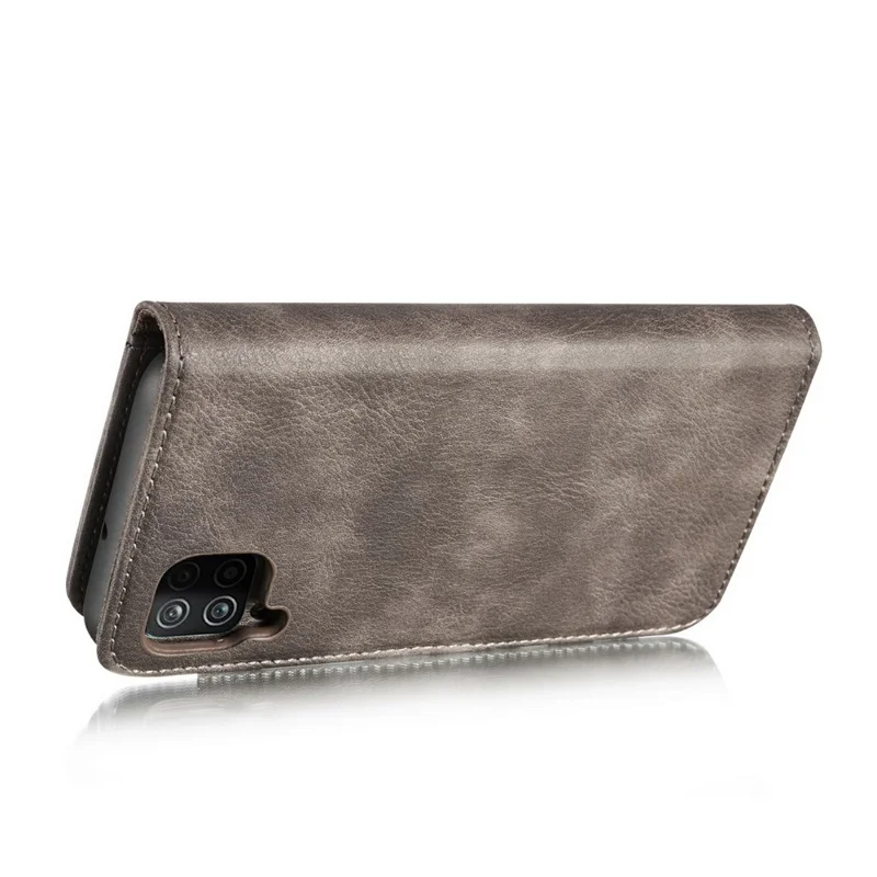 DG.MING Detachable 2-in-1 Split Leather Wallet Cover TPU Phone Case for Samsung Galaxy A22 4G (EU Version) - Grey