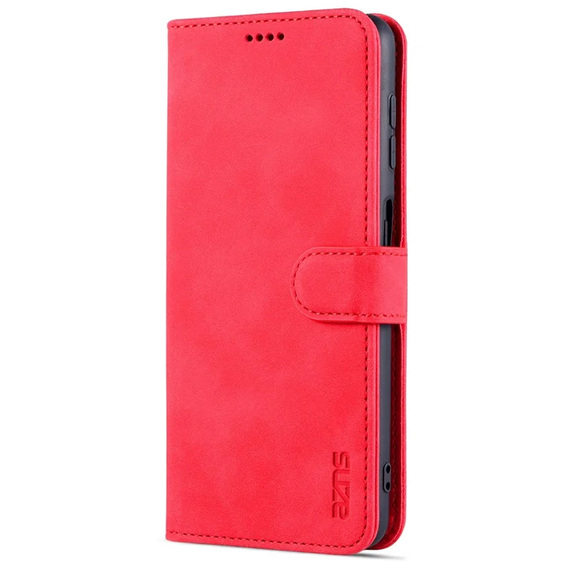 AZNS Wallet Stand Leather Phone Case for Samsung Galaxy A22 4G (EU Version) - Red