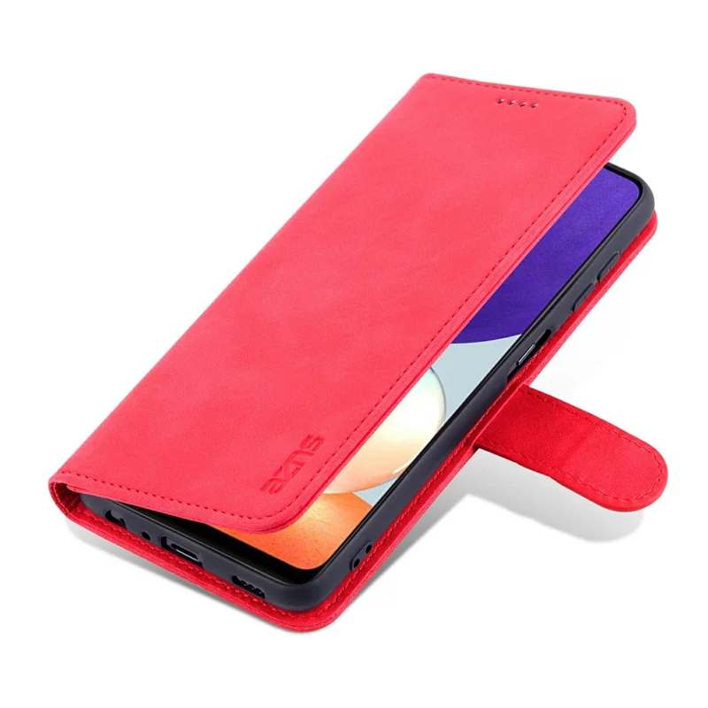AZNS Wallet Stand Leather Phone Case for Samsung Galaxy A22 4G (EU Version) - Red