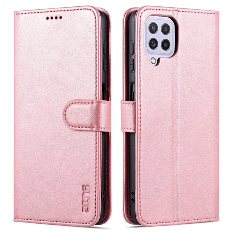 AZNS Wallet Stand Leather Phone Case for Samsung Galaxy A22 4G (EU Version) - Rose Gold