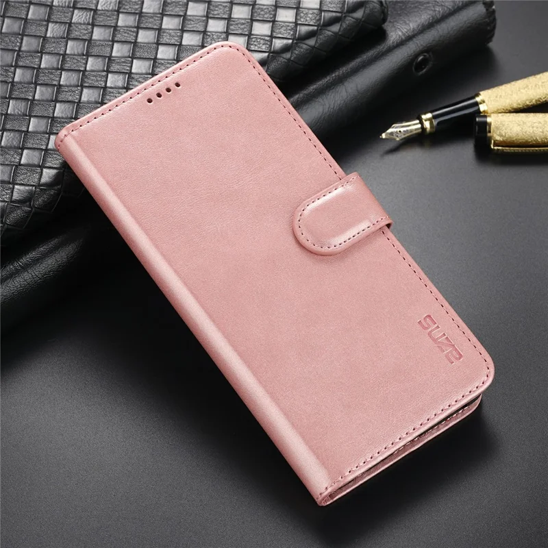AZNS Wallet Stand Leather Phone Case for Samsung Galaxy A22 4G (EU Version) - Rose Gold