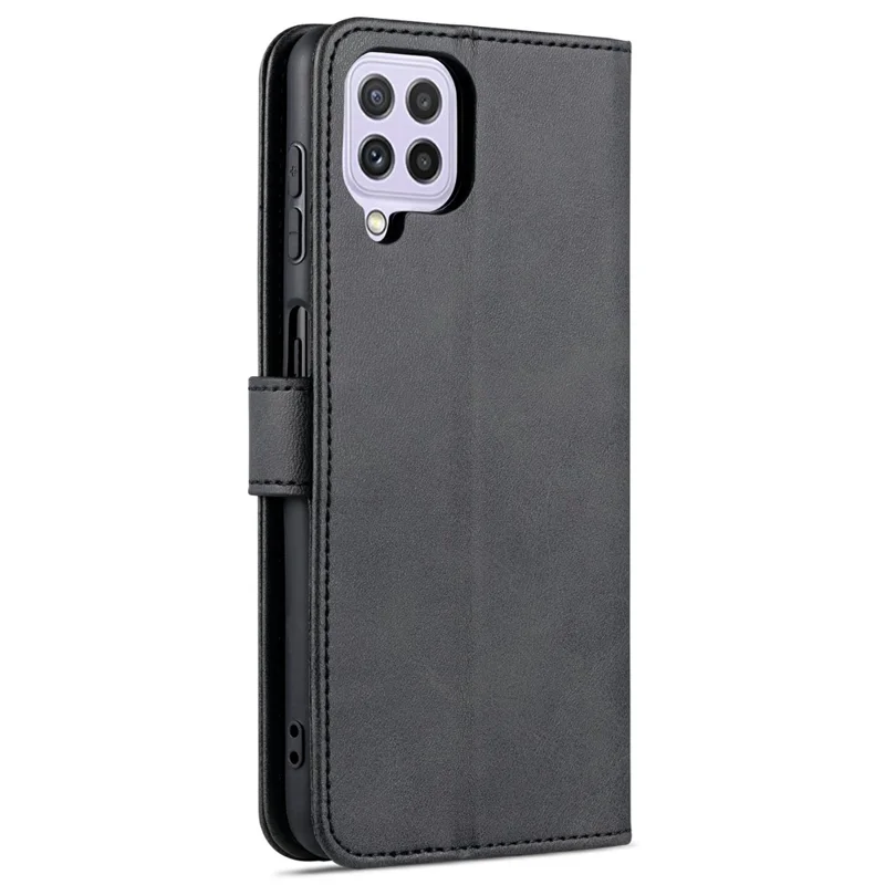 AZNS Wallet Stand Leather Phone Case for Samsung Galaxy A22 4G (EU Version) - Black