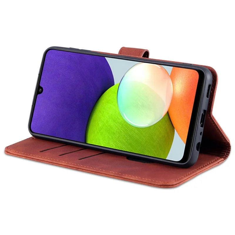 AZNS Wallet Stand Leather Phone Case for Samsung Galaxy A22 4G (EU Version) - Black