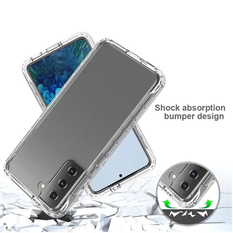Detachable 2-in-1 Transparent Gradient Color Clear TPU + PC Shell for Samsung Galaxy S21 5G/4G - Transparent