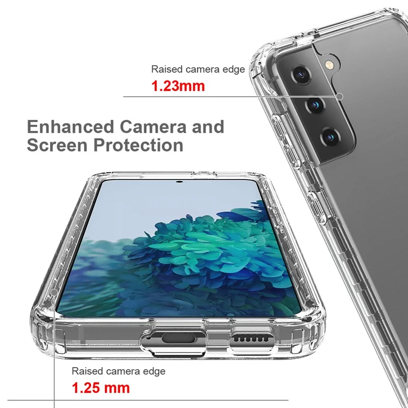 Detachable 2-in-1 Transparent Gradient Color Clear TPU + PC Shell for Samsung Galaxy S21 5G/4G - Transparent