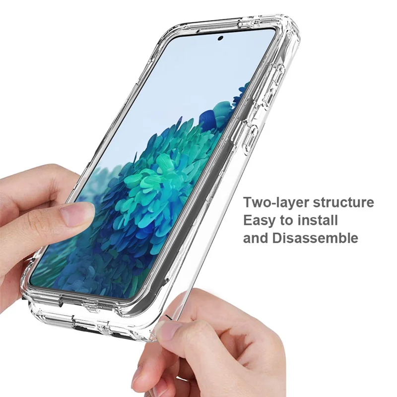 Detachable 2-in-1 Transparent Gradient Color Clear TPU + PC Shell for Samsung Galaxy S21 5G/4G - Transparent