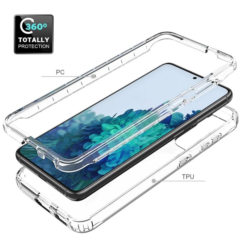 Detachable 2-in-1 Transparent Gradient Color Clear TPU + PC Shell for Samsung Galaxy S21 5G/4G - Transparent