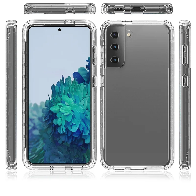 Detachable 2-in-1 Transparent Gradient Color Clear TPU + PC Shell for Samsung Galaxy S21 5G/4G - Transparent