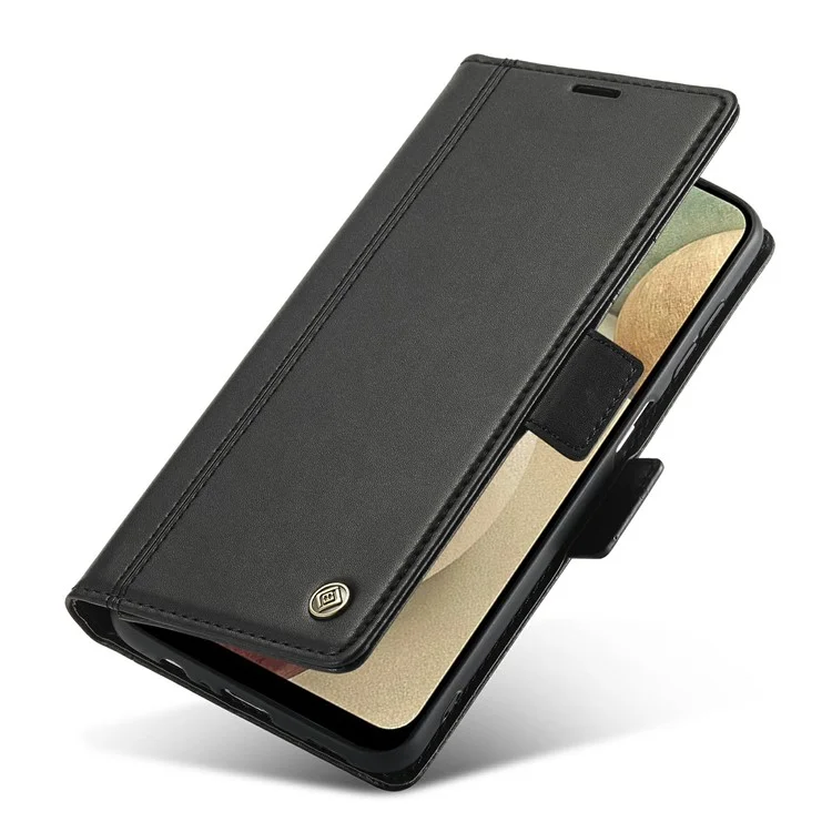 LC.IMEEKE Drop-proof Full Protection PU Leather Wallet Stand Phone Case Cover for Samsung Galaxy A12 - Black