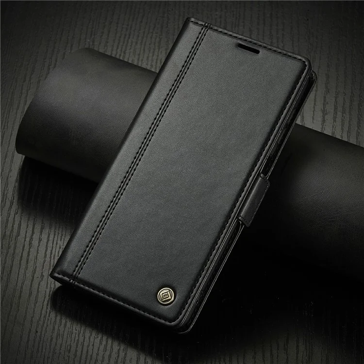 LC.IMEEKE Drop-proof Full Protection PU Leather Wallet Stand Phone Case Cover for Samsung Galaxy A12 - Black