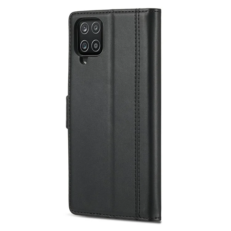 LC.IMEEKE Drop-proof Full Protection PU Leather Wallet Stand Phone Case Cover for Samsung Galaxy A12 - Black