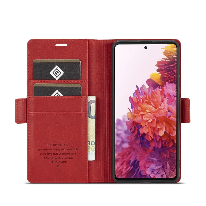 LC.IMEEKE PU Leather Multi-Angle Viewing Flip Protective Wallet Case Cover with Card Holder for Samsung Galaxy S20 FE 2022/S20 FE 4G/S20 FE 5G/S20 Lite - Red
