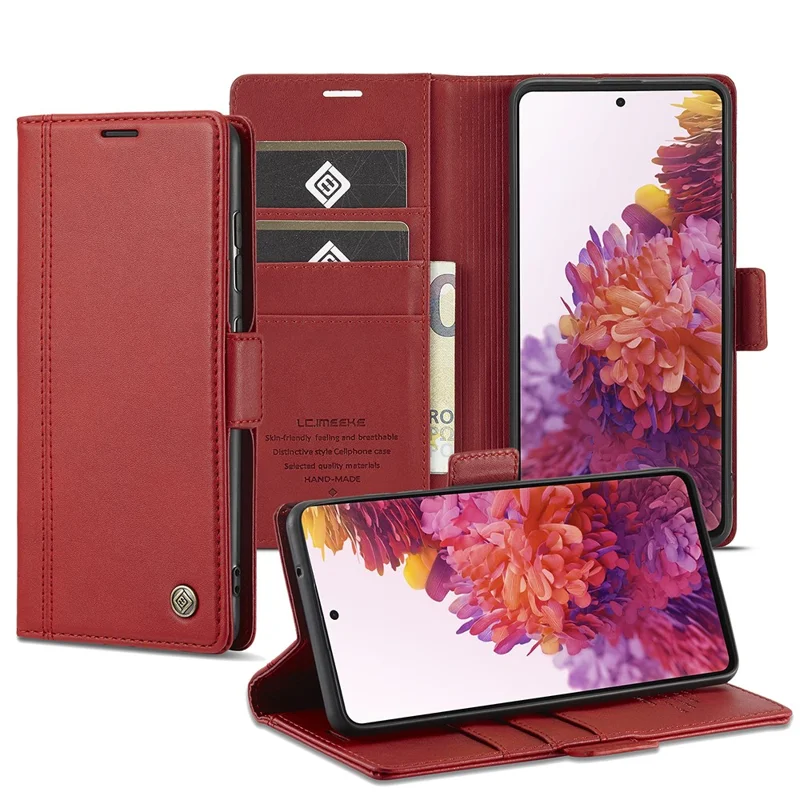 LC.IMEEKE PU Leather Multi-Angle Viewing Flip Protective Wallet Case Cover with Card Holder for Samsung Galaxy S20 FE 2022/S20 FE 4G/S20 FE 5G/S20 Lite - Red
