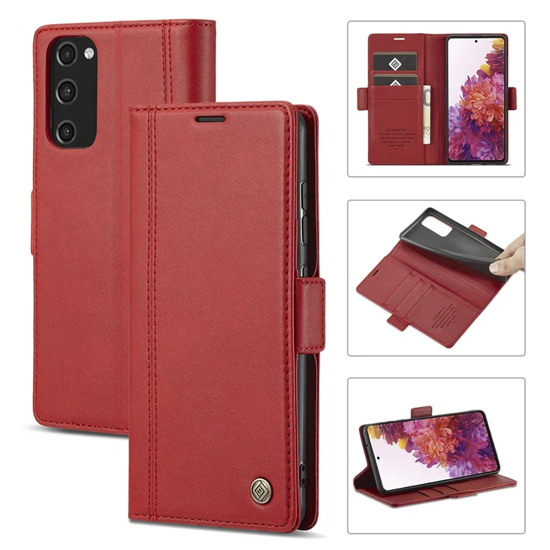LC.IMEEKE PU Leather Multi-Angle Viewing Flip Protective Wallet Case Cover with Card Holder for Samsung Galaxy S20 FE 2022/S20 FE 4G/S20 FE 5G/S20 Lite - Red