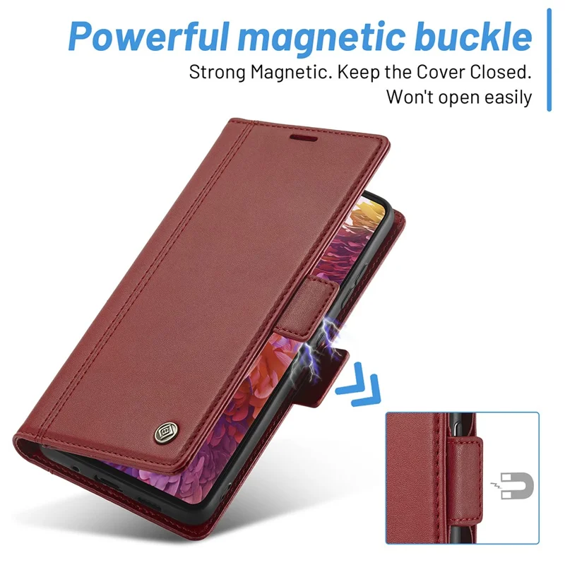 LC.IMEEKE PU Leather Multi-Angle Viewing Flip Protective Wallet Case Cover with Card Holder for Samsung Galaxy S20 FE 2022/S20 FE 4G/S20 FE 5G/S20 Lite - Red