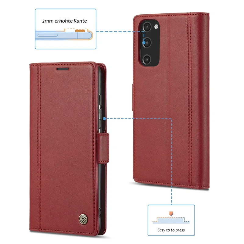 LC.IMEEKE PU Leather Multi-Angle Viewing Flip Protective Wallet Case Cover with Card Holder for Samsung Galaxy S20 FE 2022/S20 FE 4G/S20 FE 5G/S20 Lite - Red