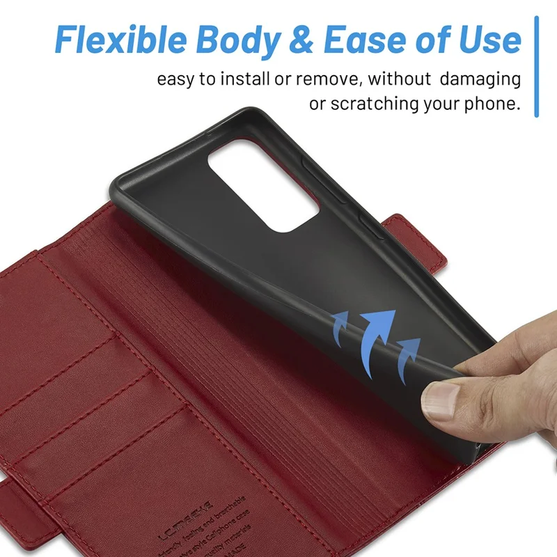 LC.IMEEKE PU Leather Multi-Angle Viewing Flip Protective Wallet Case Cover with Card Holder for Samsung Galaxy S20 FE 2022/S20 FE 4G/S20 FE 5G/S20 Lite - Red