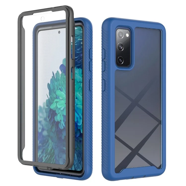 Couverture Complète Hybrid Protective Case Avec Protecteur D'écran de Compagnie Ultra Clair Pour Samsung Galaxy S20 FE 2022 / S20 FE 4g / S20 FE 5g / S20 Lite - Bleu Foncé