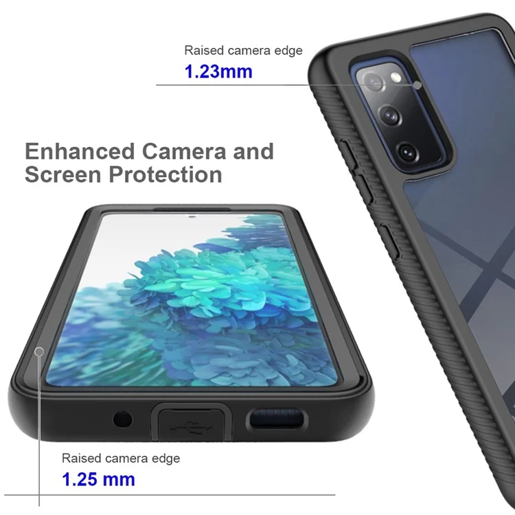 Full Coverage Hybrid Protective Case with Ultra Clear PET Screen Protector for Samsung Galaxy S20 FE 2022/S20 FE 4G/S20 FE 5G/S20 Lite - Dark Blue