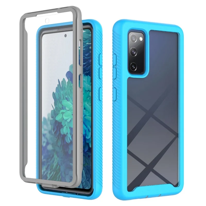 Full Coverage Hybrid Protective Case with Ultra Clear PET Screen Protector for Samsung Galaxy S20 FE 2022/S20 FE 4G/S20 FE 5G/S20 Lite - Baby Blue