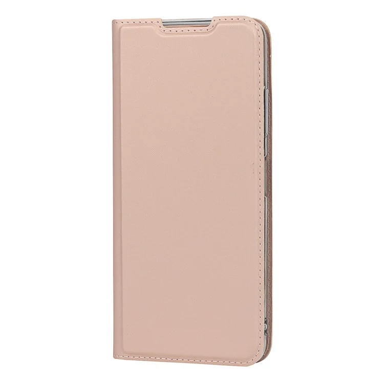 Auto-absorbed Leather Phone Cover Stand Case with Card Slot for Samsung Galaxy A22 5G (EU Version) - Rose Gold