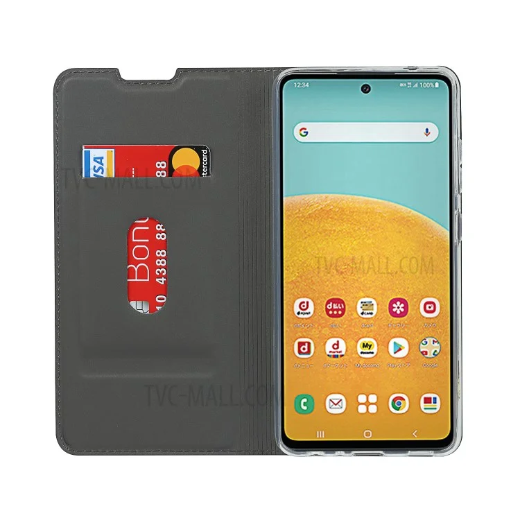 Case de la Cubierta Del Teléfono de Cuero Absorbido Automáticamente Con Ranura Para Tarjetas Para Samsung Galaxy A52 4G/5G / A52s 5G - Negro