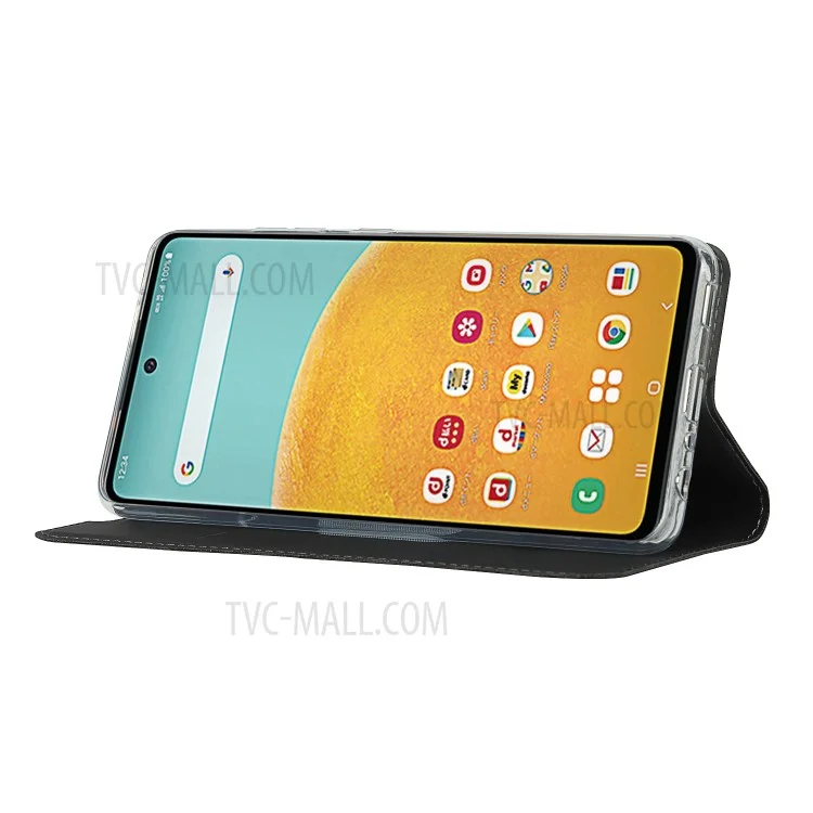 Case de la Cubierta Del Teléfono de Cuero Absorbido Automáticamente Con Ranura Para Tarjetas Para Samsung Galaxy A52 4G/5G / A52s 5G - Negro