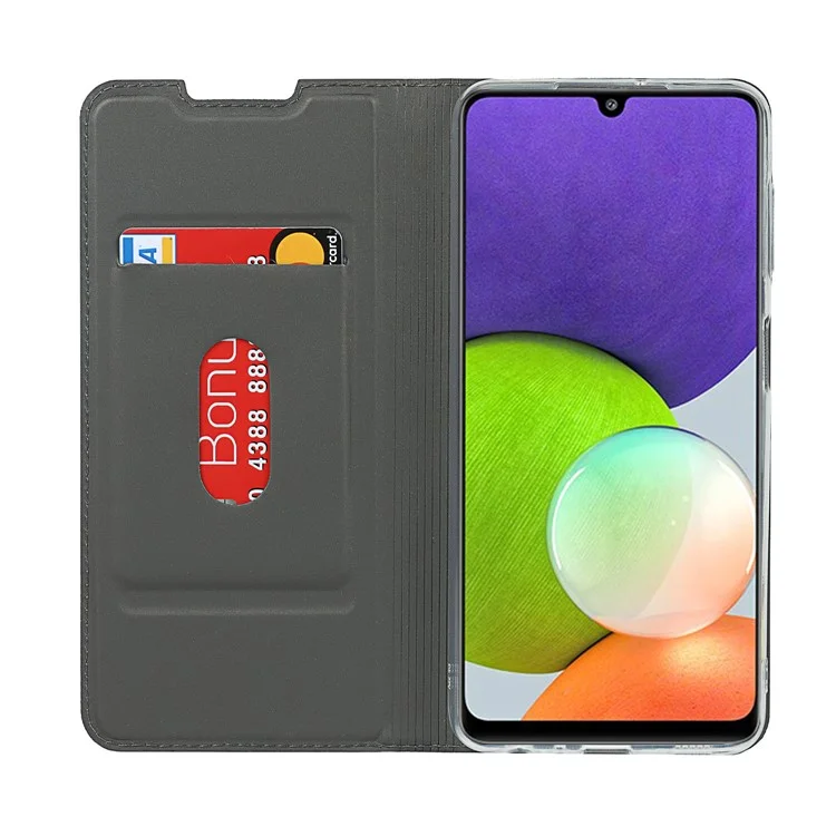 Capa de Capa de Couro Absorvida Automaticamente Com Slot de Cartão Para o Samsung Galaxy A22 4G (versão da Ue) - Preto