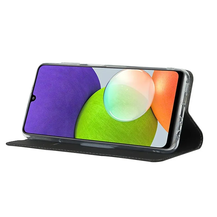 Capa de Capa de Couro Absorvida Automaticamente Com Slot de Cartão Para o Samsung Galaxy A22 4G (versão da Ue) - Preto