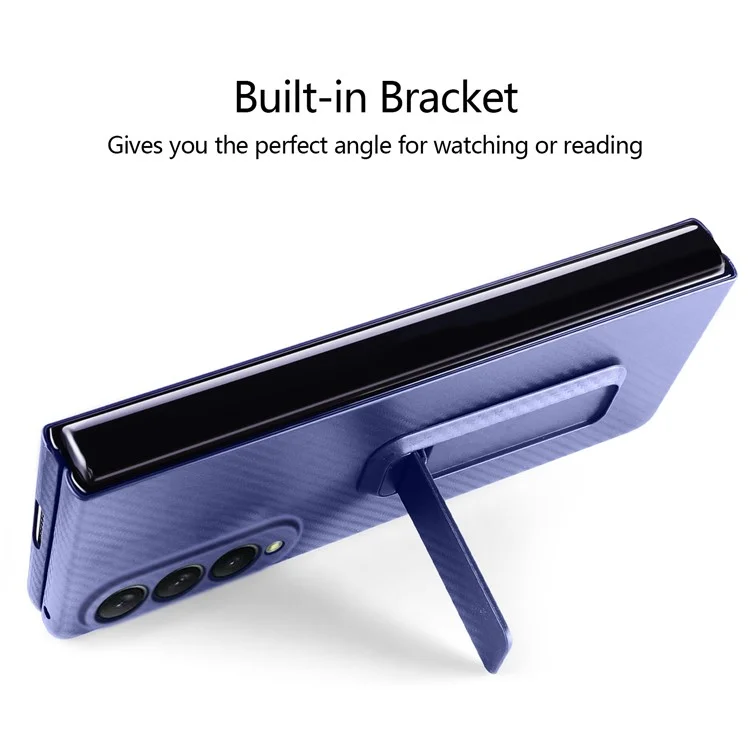 Für Samsung Galaxy Z Fold3 5G Anti-Scratch verstärkte Ecke Handyhülle PU-Leder + PC-Hybrid Verteidiger Stoßfeste Abdeckung mit gehärtetem Glas-Displayschutz - Blau