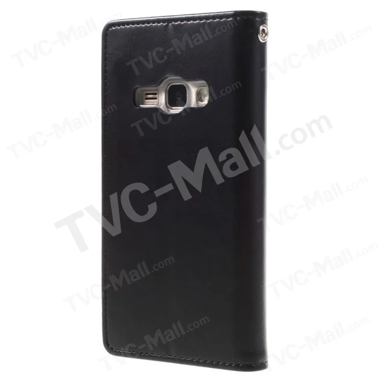 MERCURY GOOSPERY Blue Moon Leather Wallet Case for Samsung Galaxy J1 (2016) - Black