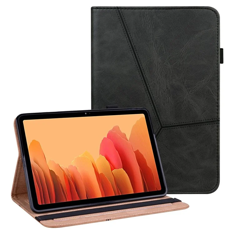 Drop-Proof Stitching Line Design Leather Tablet Stand Cover with Card Holder for Samsung Galaxy Tab A7 10.4 (2022) / (2020) - Black