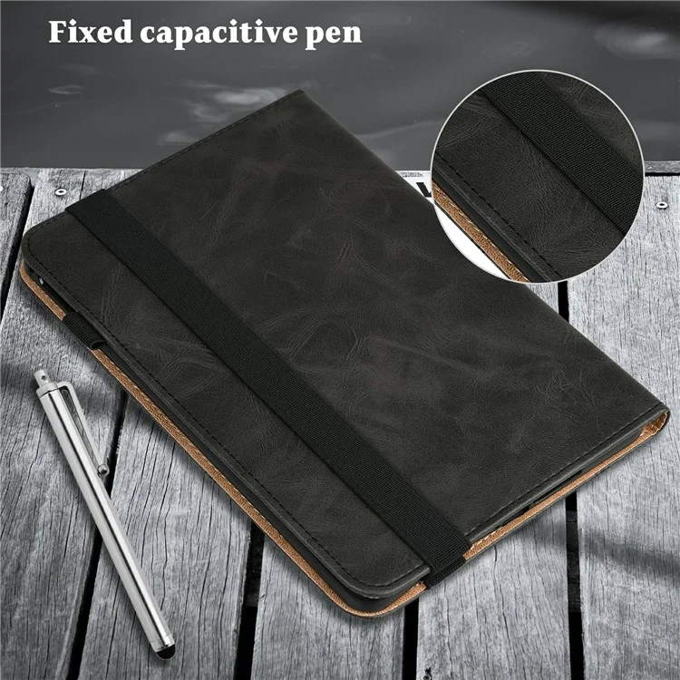 Drop-Proof Stitching Line Design Leather Tablet Stand Cover with Card Holder for Samsung Galaxy Tab A7 10.4 (2022) / (2020) - Black