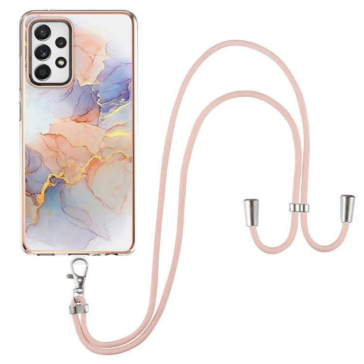 IMD IML Color Retention Effect Marble Flower Pattern TPU Phone Case para Samsung Galaxy A52 4G/5G / A52s 5G - Galaxy/Mármol/Blanco