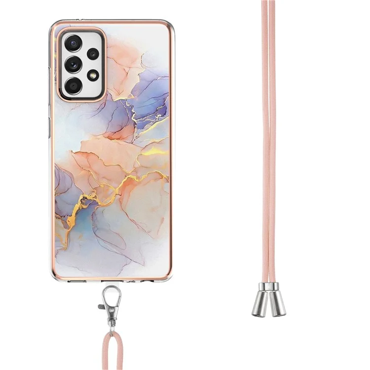 IMD IML Color Retention Effect Marble Flower Pattern TPU Phone Case para Samsung Galaxy A52 4G/5G / A52s 5G - Galaxy/Mármol/Blanco