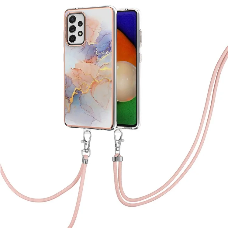 IMD IML Color Retention Effect Marble Flower Pattern TPU Phone Case para Samsung Galaxy A52 4G/5G / A52s 5G - Galaxy/Mármol/Blanco