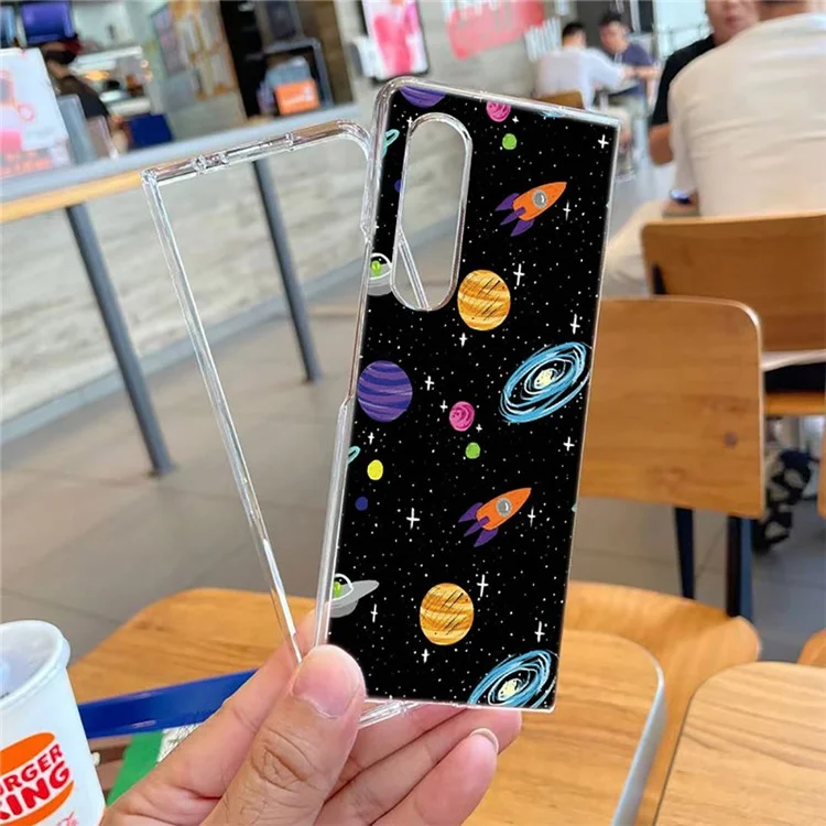 Funda protectora dura de PC con estampado para el Samsung Galaxy Z Fold3 5G - Mariposa y flor