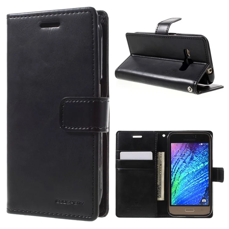 MERCURY GOOSPERY Blue Moon Magnetic Leather Wallet Case for Samsung Galaxy J1 (2016) - Black