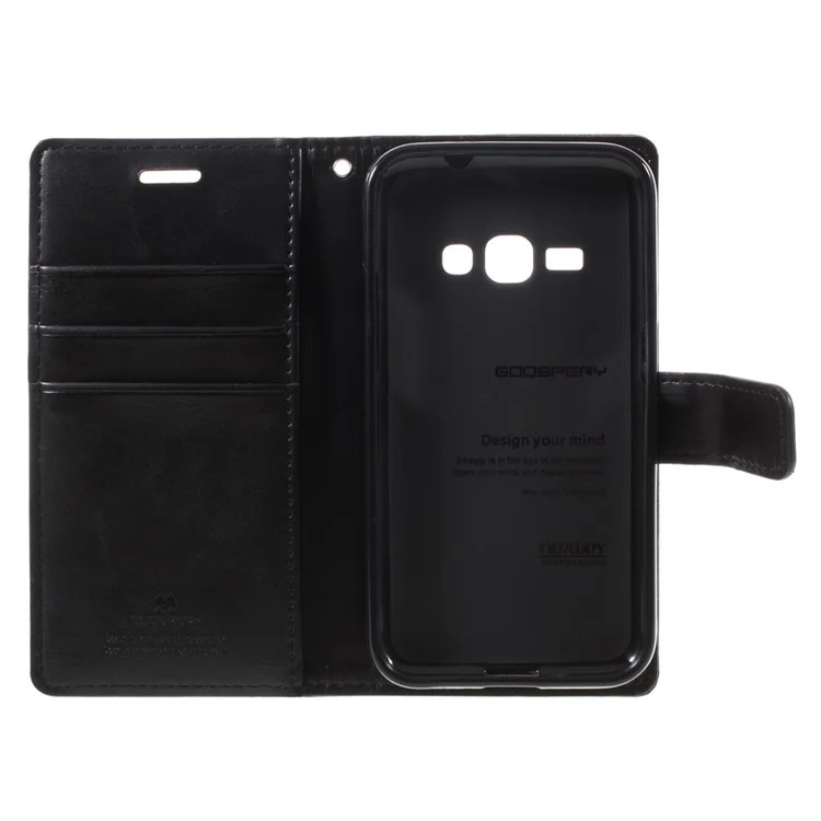 MERCURY GOOSPERY Blue Moon Magnetic Leather Wallet Case for Samsung Galaxy J1 (2016) - Black