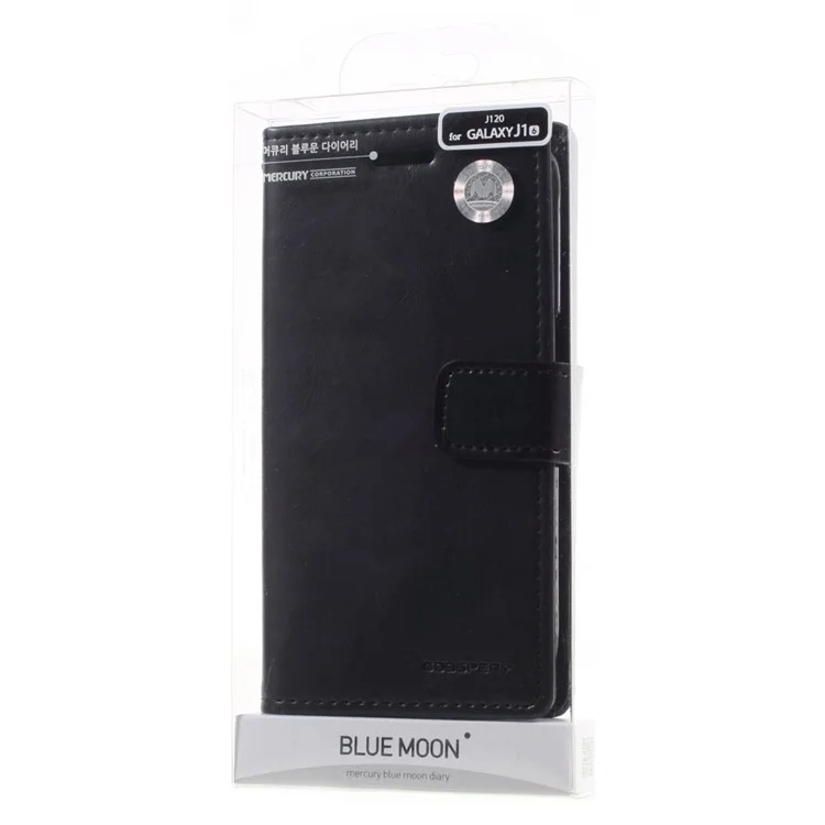 MERCURY GOOSPERY Blue Moon Magnetic Leather Wallet Case for Samsung Galaxy J1 (2016) - Black