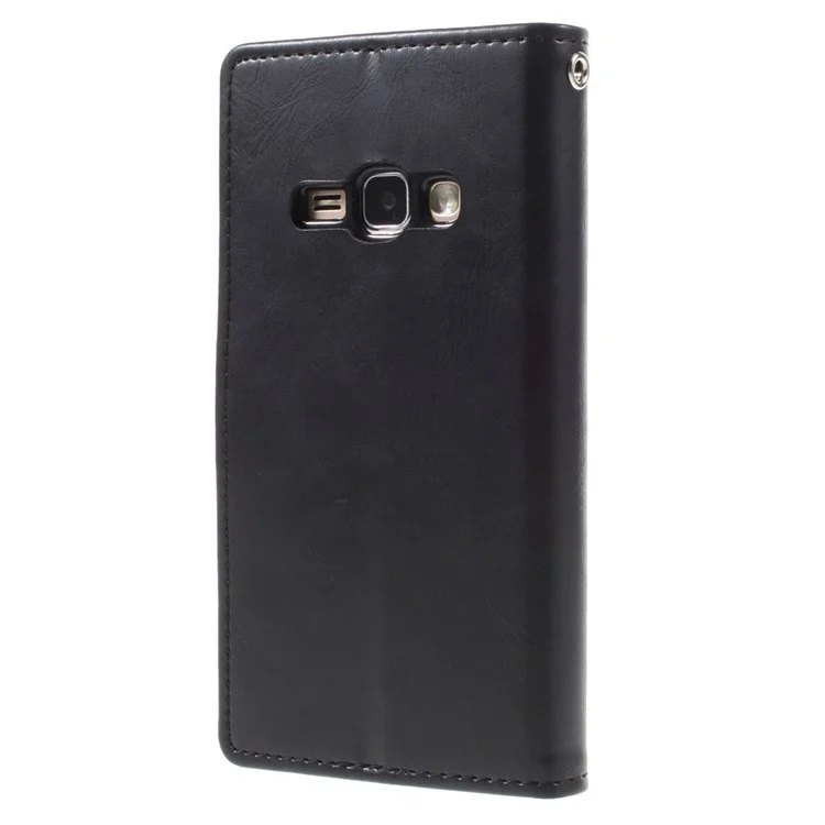 MERCURY GOOSPERY Blue Moon Magnetic Leather Wallet Case for Samsung Galaxy J1 (2016) - Black