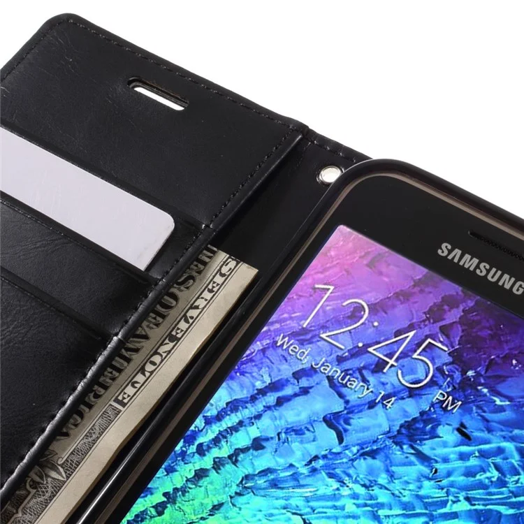 MERCURY GOOSPERY Blue Moon Magnetic Leather Wallet Case for Samsung Galaxy J1 (2016) - Black